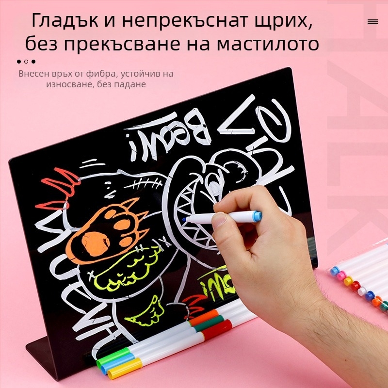 12-цветен акрилен маркер за дъска със стъклена повърхност, без прах, водноразтворим течен тебешир за детски графити