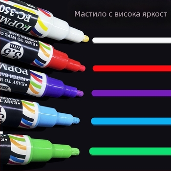Изтриваеми течни тебешири за деца, 8 цвята, без прах, за бели дъски и черни дъски, флуоресцентни цветни маркери