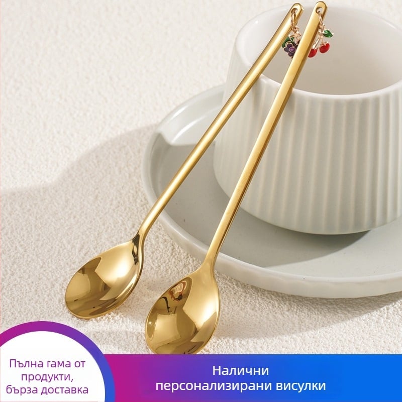 Лъжичка от неръждаема стомана, мотив арбуза, японски стил, компактна разбъркваща лъжичка за кафе и десерти