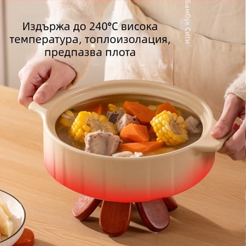 Дървена подложка във форма на елха за чаши и съдове — декоративна подложка за маса, термоустойчива и антиизгаряща за тенджери и чинии