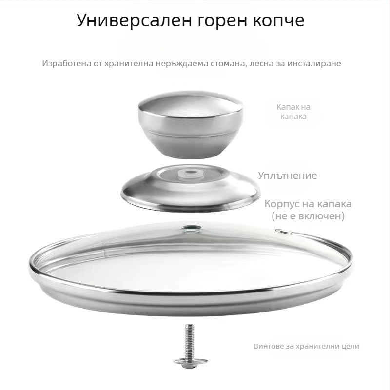 Капак за тенджера от закалено стъкло, кръгъл, прозрачен, за съдове от неръждаема стомана, подходящ за домашна употреба