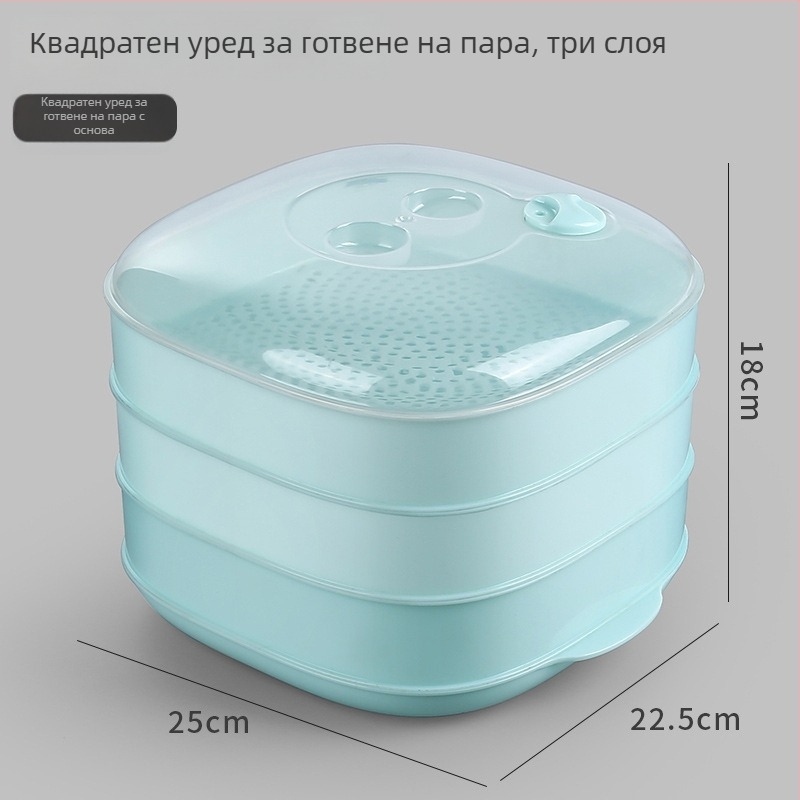 Парова кутия за микровълнова с капак — многоетажна парна тава за хлебчета и ястия, за дома и офиса