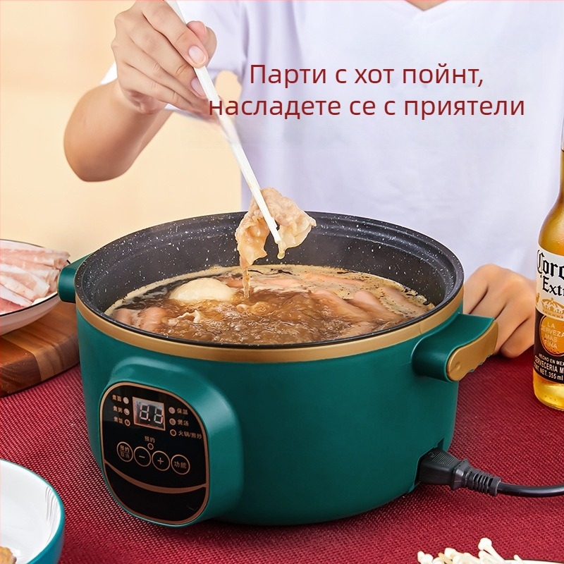 Електрически уок и котлон, интегриран двуфункционален, 2-3 л, 801-1000 W, интелигентен LCD дисплей, таймер, регулиране на температурата, защита срещу пресушаване, диаметър 22-28 см