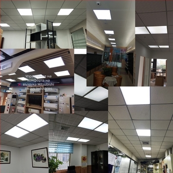 Интегриран таванен LED панел 600×600, плосък LED панел 600×600, решетка 60×60, минерална вата и гипсокартон, серия 595
