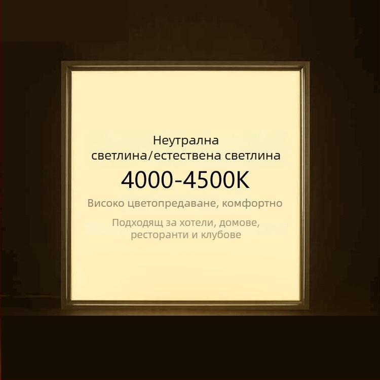 Интегриран таванен LED панел 600×600, плосък LED панел 600×600, решетка 60×60, минерална вата и гипсокартон, серия 595