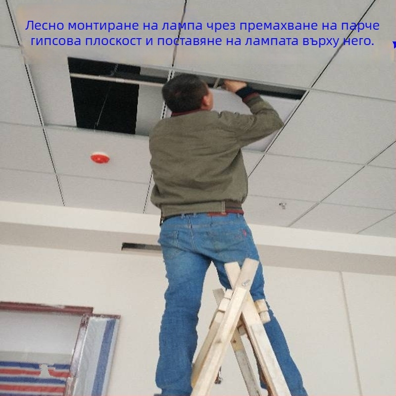 Интегриран таванен LED панел 600×600, плосък LED панел 600×600, решетка 60×60, минерална вата и гипсокартон, серия 595