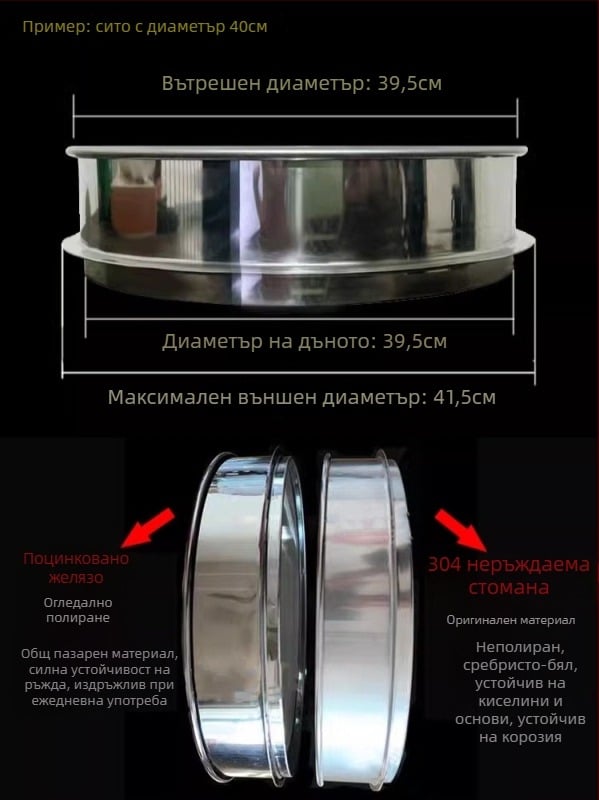 Сито от неръждаема стомана за прах и брашно, ултра-фино сито Panax notoginseng прах