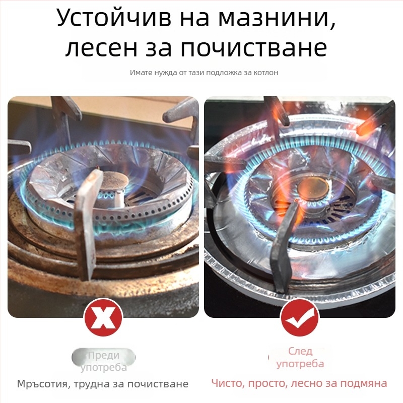 Защитна подложка от алуминиево фолио за газова печка, кръгла, маслоустойчива, универсална кухненска подложка