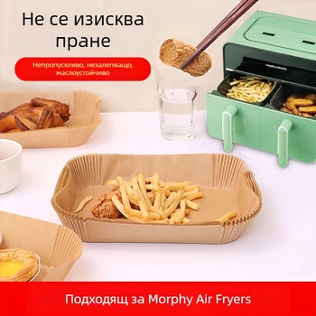 Квадратна хартия за фритюрник за абсорбиране на мазнини — подложка за тава, силиконово покритие, хартия за печене