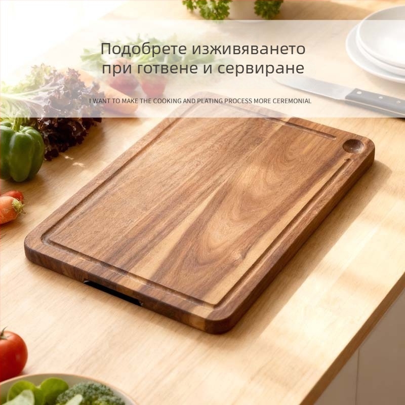 Дървена дъска за рязане за кухнята, антибактериална и устойчива на плесени, двустранна, хранителен клас, масивна дървена дъска за рязане на плодове