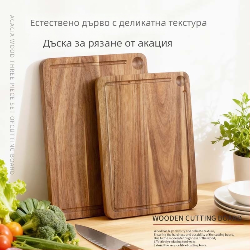 Дървена дъска за рязане за кухнята, антибактериална и устойчива на плесени, двустранна, хранителен клас, масивна дървена дъска за рязане на плодове