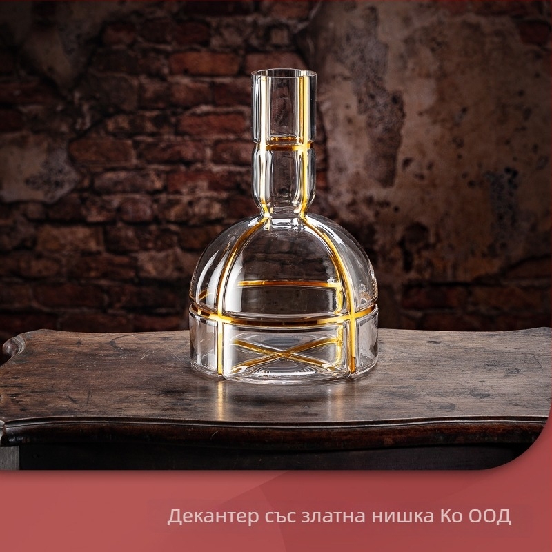 Ръчно изработен декантер за червено вино, кристално стъкло, голям капацитет над 1000 мл, светъл лукс ретро дизайн