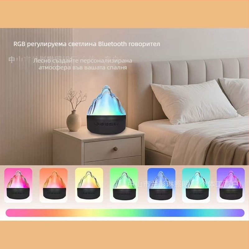 Цветна LED амбиентна светлина с презареждаща се батерия и Bluetooth говорител – ледникова нощна лампа
