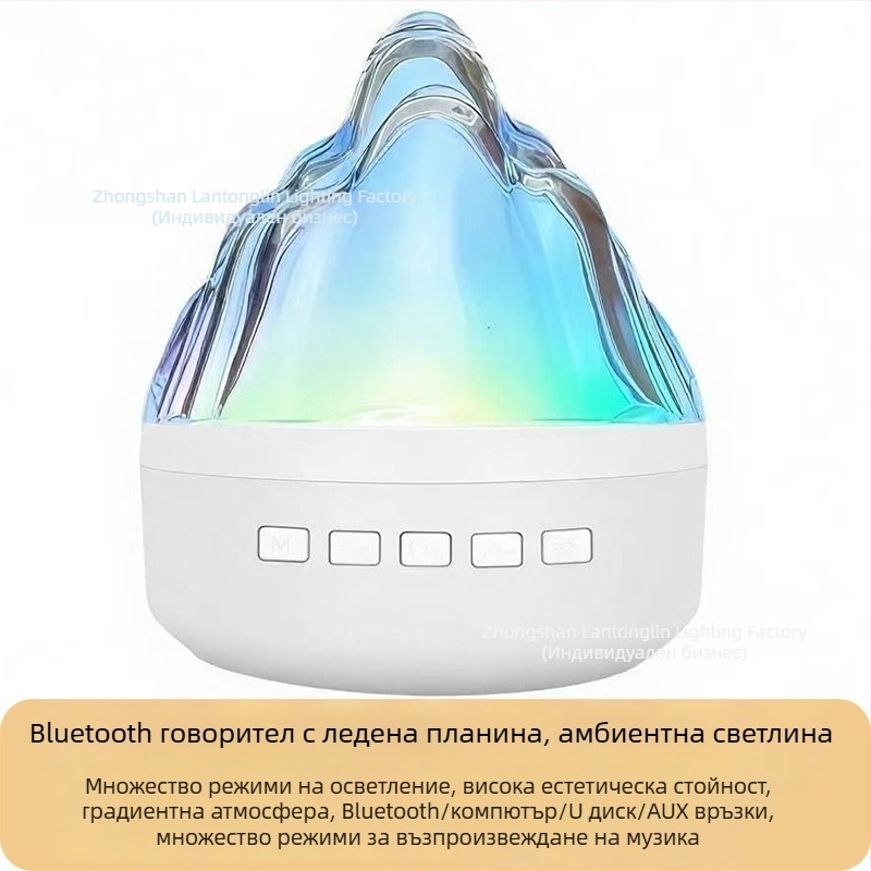 Цветна LED амбиентна светлина с презареждаща се батерия и Bluetooth говорител – ледникова нощна лампа