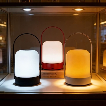 LED преносима нощна лампа с батерия — амбиентно осветление за спалня, докосване за регулиране на яркост и цвят, модерен минималистичен стил, за дома и къмпинг