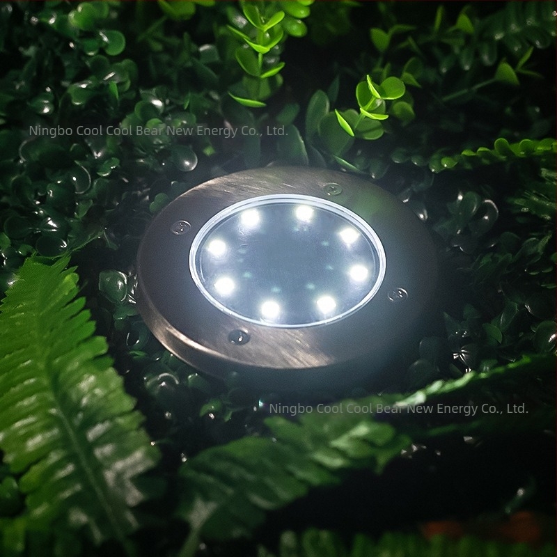 Соларна подземна лампа с 8 LED, неръждаема стомана, външно осветление за тревни площи и градина, водоустойчива IP54