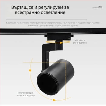PAR20 LED трек осветление – комплект стойки за голям праволинеен лампов монтаж