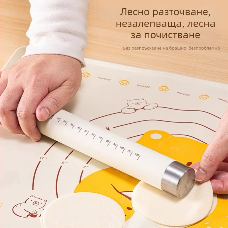 Ролка за тесто със силиконово стоманено ядро, голям размер, без залепване, за домашна употреба