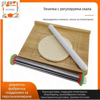 Неръждаема стомана градуирана разточваща ролка голяма регулируема кухненска ролка за печене и тестени изделия