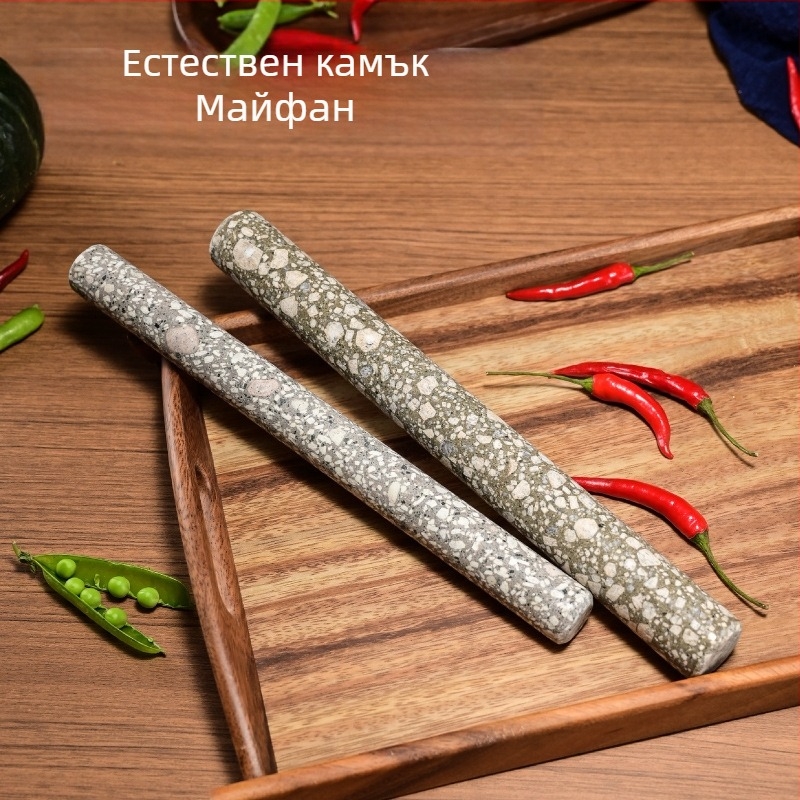 Голям комплект ролка за тесто от Maifan камък – дълга кухненска ролка за кори за пелмени