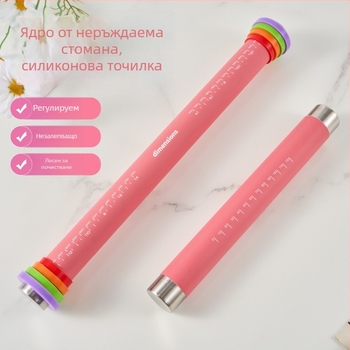 Регулируема силиконова точилка за разточване на тесто с измервателна скала, подходяща за кори за пелмени и печене