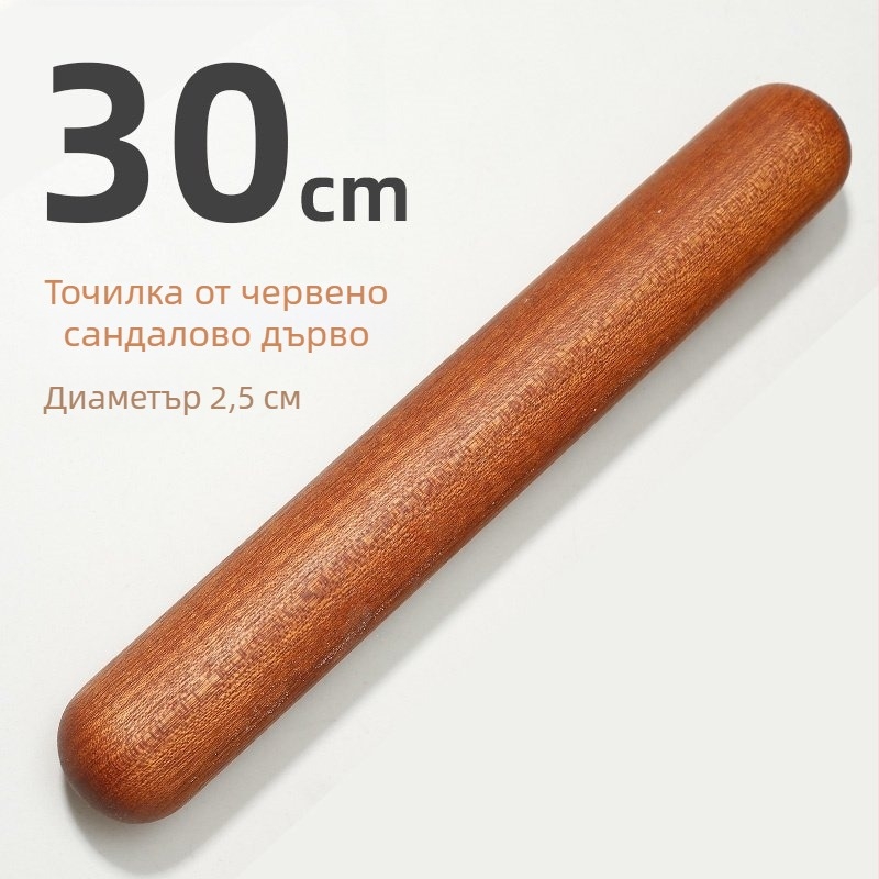 Валяк за тесто от червено сандалово дърво за домашна употреба, дървен валяк с кръгла глава за кори за кнедли, инструмент за печене
