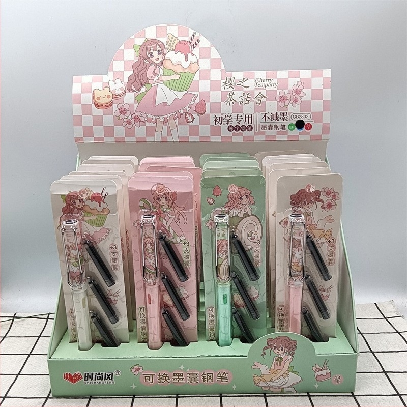 Sanrio писалка с 3 резервни торбички за мастило за Kuromi, Cinnamon Dog и Pudding — за начинаещи в писането