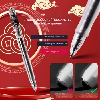 Deli изпитна гел писалка, черна, бързосъхнеща, гладко писане, ST връх, за изпити в средното и висшето образование