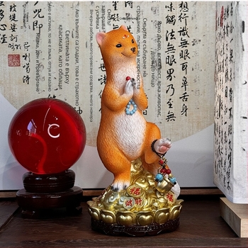 Реалистична фигура Weasel за храмов олтар и домашно светилище, 9-инчов настолен украшение