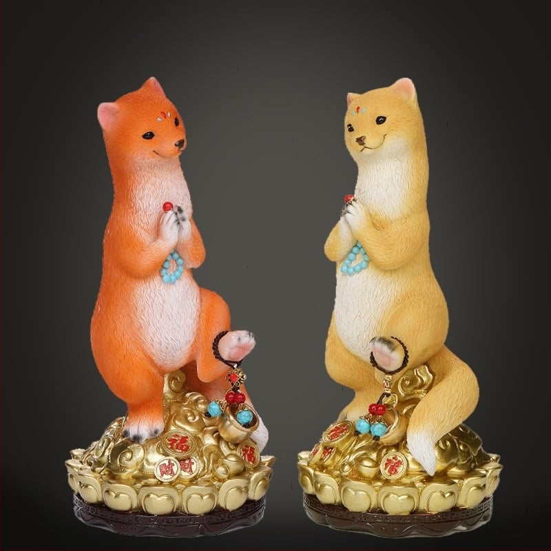 Реалистична фигура Weasel за храмов олтар и домашно светилище, 9-инчов настолен украшение