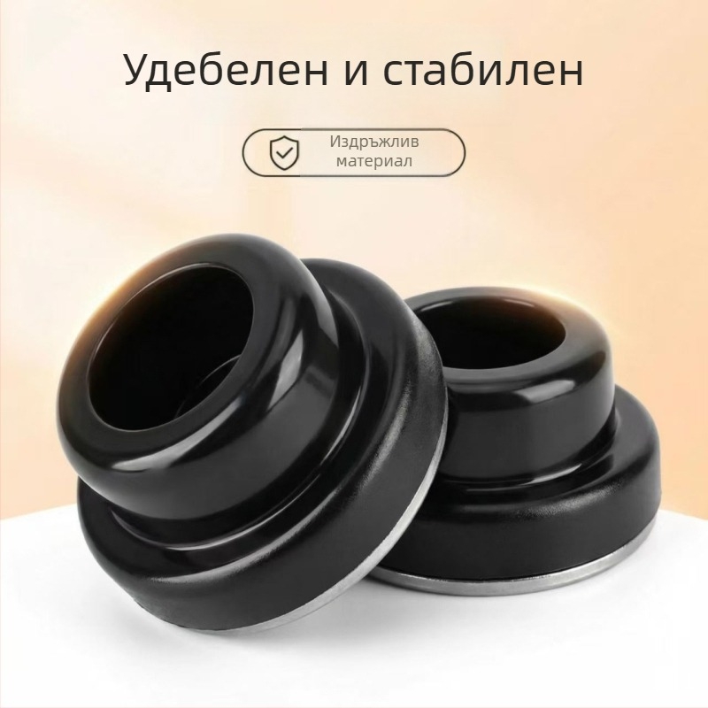 Удебелена телескопична основа за душ корниз с антиплъзгащо дъно, комплект със 2 крайни капачета за тръби 25 мм и 22 мм, полипропилен, черно-бяло, модерен минималистичен стил