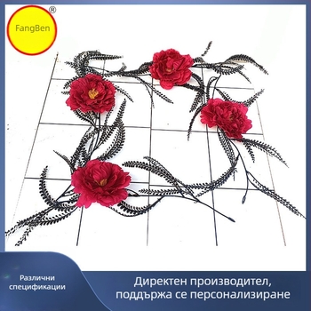 Изкуствена черна роза със зелени растения и евкалиптови лози, пластмасова декоративна цветка за стена, вътрешна украса и сватбени декорации