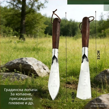 Градинарска лопата от неръждаема стомана за засаждане на цветя и зеленчуци, копаене на почва и премахване на плевели