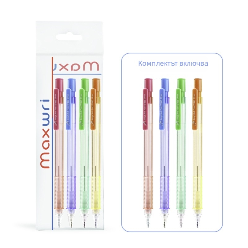 Maxwri Mw-2106 механичен молив, 0,7 mm, пластмасов корпус, Macaron цветове, екологично чист, за писане, офис и учене
