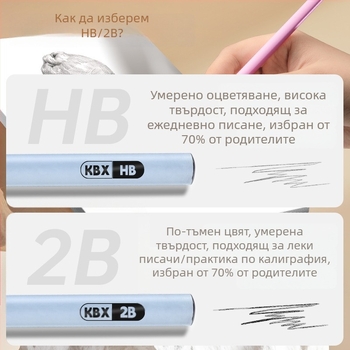HB триъгълен дървен молив за начално училище, нетоксичен графит 2B, за упражнения по писане