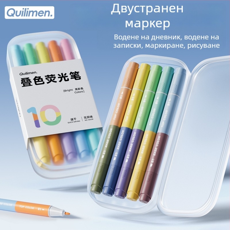 Morandi стил двупосочен флуоресцентен маркер с пастелни Macaron цветове, комплект от 5 маркера