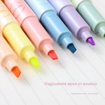 6 цвята маркери за подчертаване на плодове и зеленчуци, сет, ултра-мек връх, защита на очите
