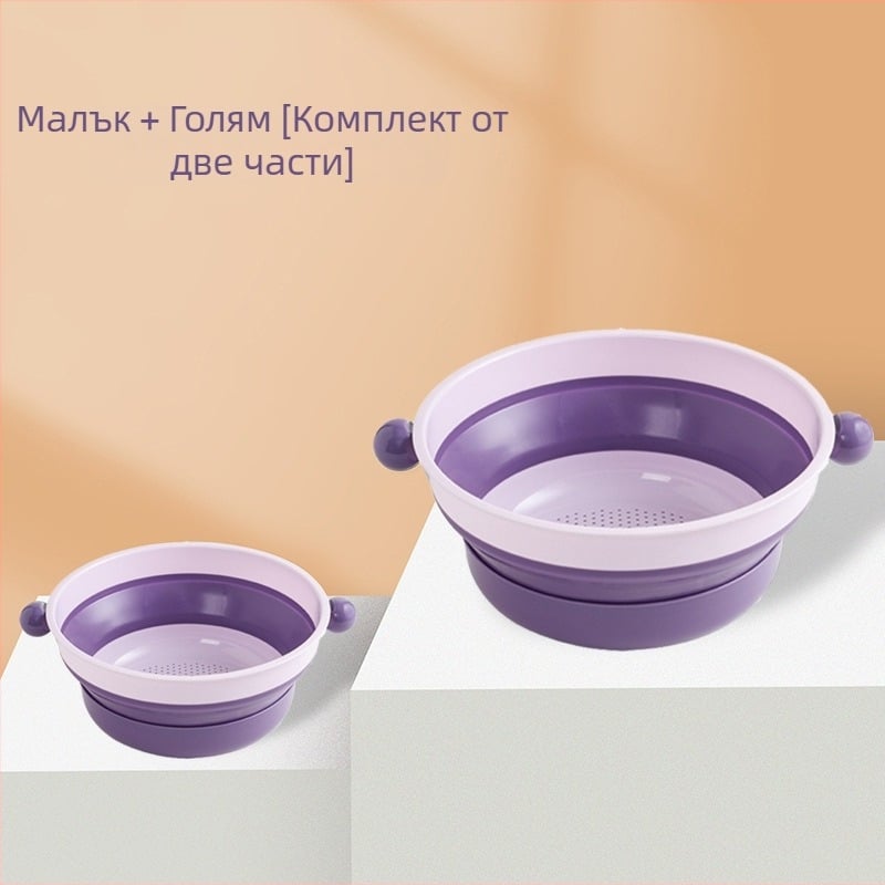 Сгъваема дебела цедка за отцеждане – пластмасово кухненско кошниче за миене на зеленчуци и ориз, мултифункционално за плодове