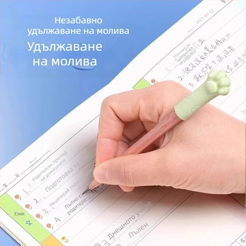 Капачка за молив с форма на котка и гума, двуфункционален детски аксесоар за учене