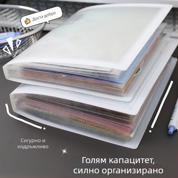 Водоустойчив албум за карти и снимки с декоративни страници за стикери, пейзажна подредба