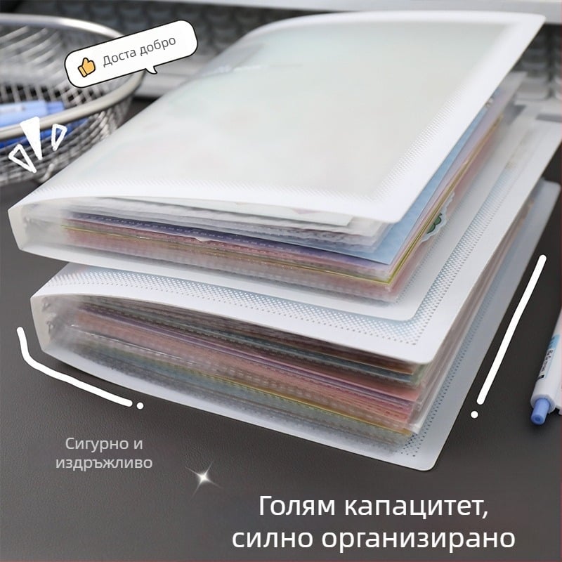 Водоустойчив албум за карти и снимки с декоративни страници за стикери, пейзажна подредба