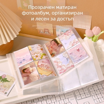 Фотоалбум за карти, размер 3 инча, страници по 4 карти в мрежест формат за снимки, компактно съхранение на карти, Инстаграм стил