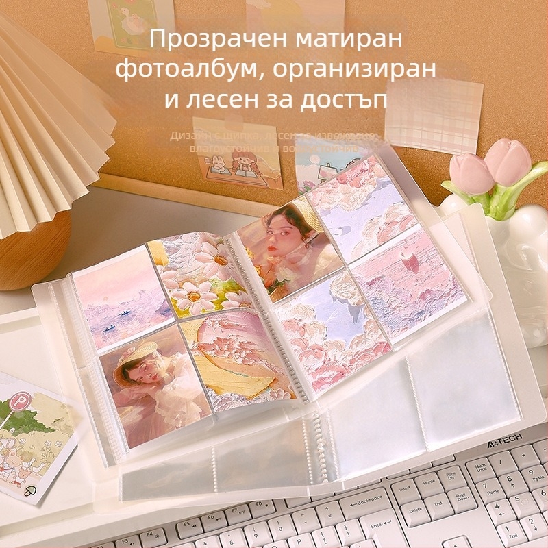Фотоалбум за карти, размер 3 инча, страници по 4 карти в мрежест формат за снимки, компактно съхранение на карти, Инстаграм стил