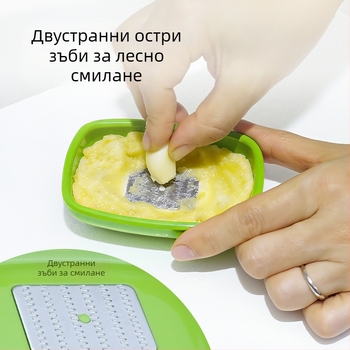 Японски стил ръчна мелница за джинджифир и чесън, мини кухненски инструмент с дип купичка
