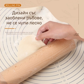 Разточвач за тесто от бук, монолитна конструкция, за нудели и кори за пелмени, кухненски инструмент от твърдо дърво за домашна употреба