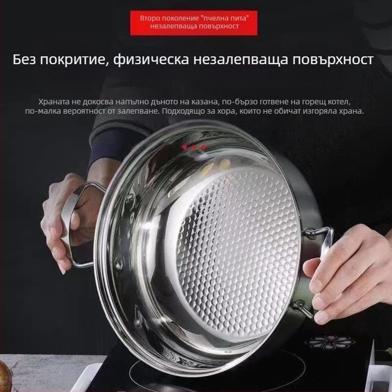 Комплект от дебелостенна неръждаема стомана за горещ пот: шапу пот и супник, за дома и бизнеса, голям капацитет 2.1–4 л, съвместим с газови и индукционни котлони, подарък за откриване на фирма