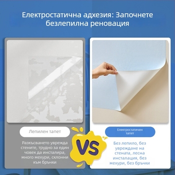 Самозалепваща стенна защитна електростатична филмова обвивка, против надраскване, без увреждане на стената