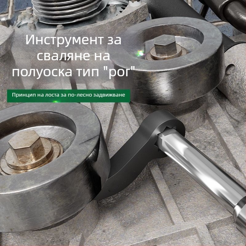 Рогоподобен инструмент за демонтаж на полуоси – лост, разделител и ключ