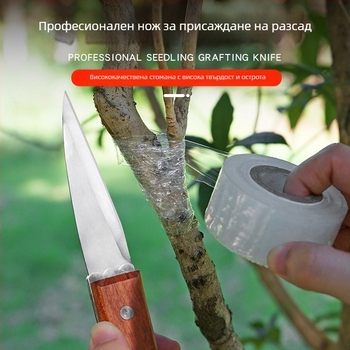 Сгъваем нож за присаждане със стоманено острие, пълен комплект инструменти за присаждане на плодови дървета и разсади в градината