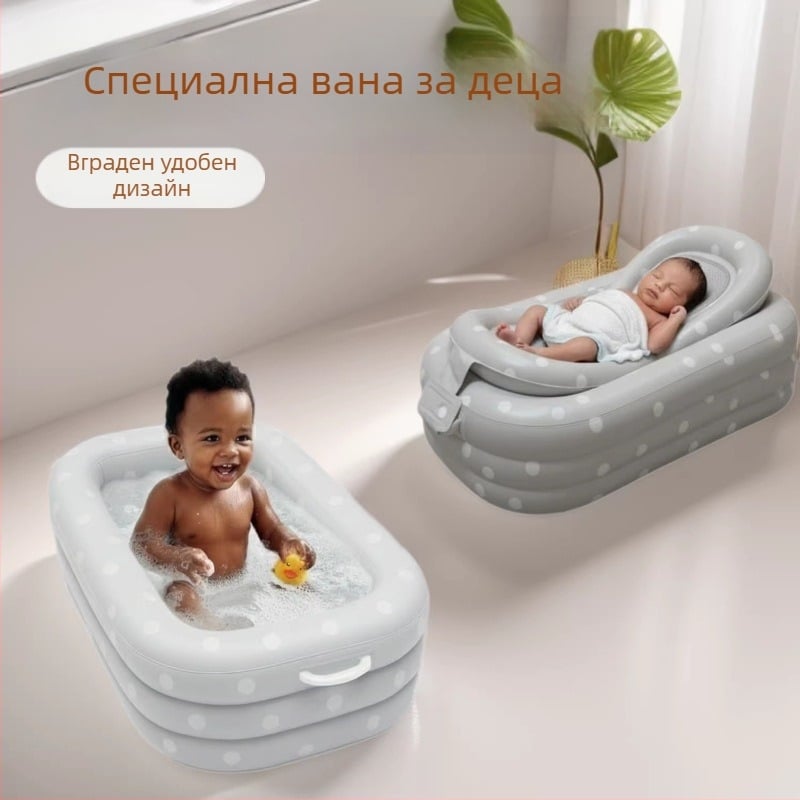 Преносима сгъваема PVC бебешка вана за къпане, безопасна и нехлъзгаща се, удобна за бебета
